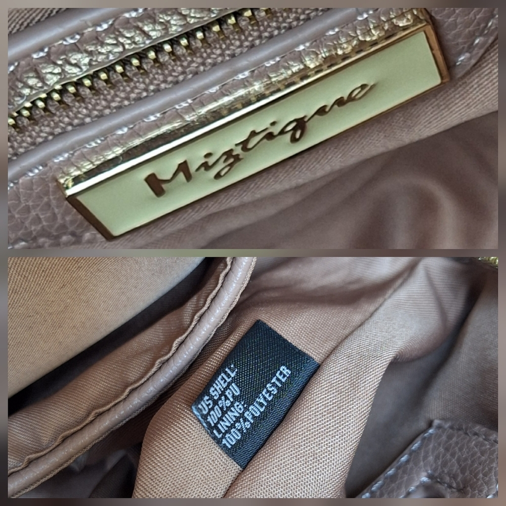 Miztique Vegan Leather Tote Bag Satchel Crossbody 3 Compartment Pink Blush Gold - Picture 8 of 16
